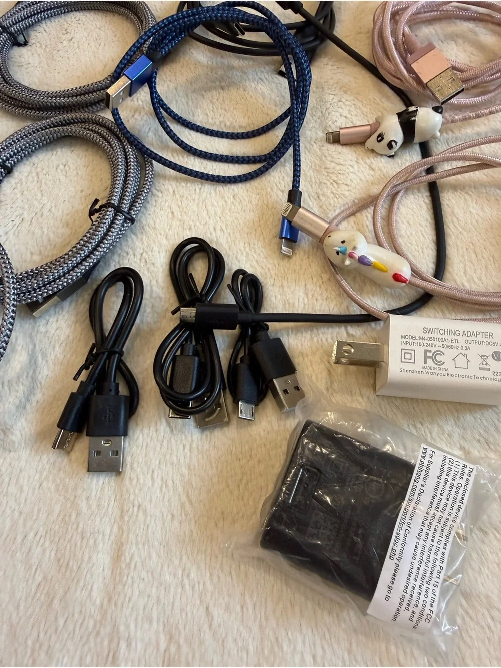 Assorted Charging Cables and Blocks